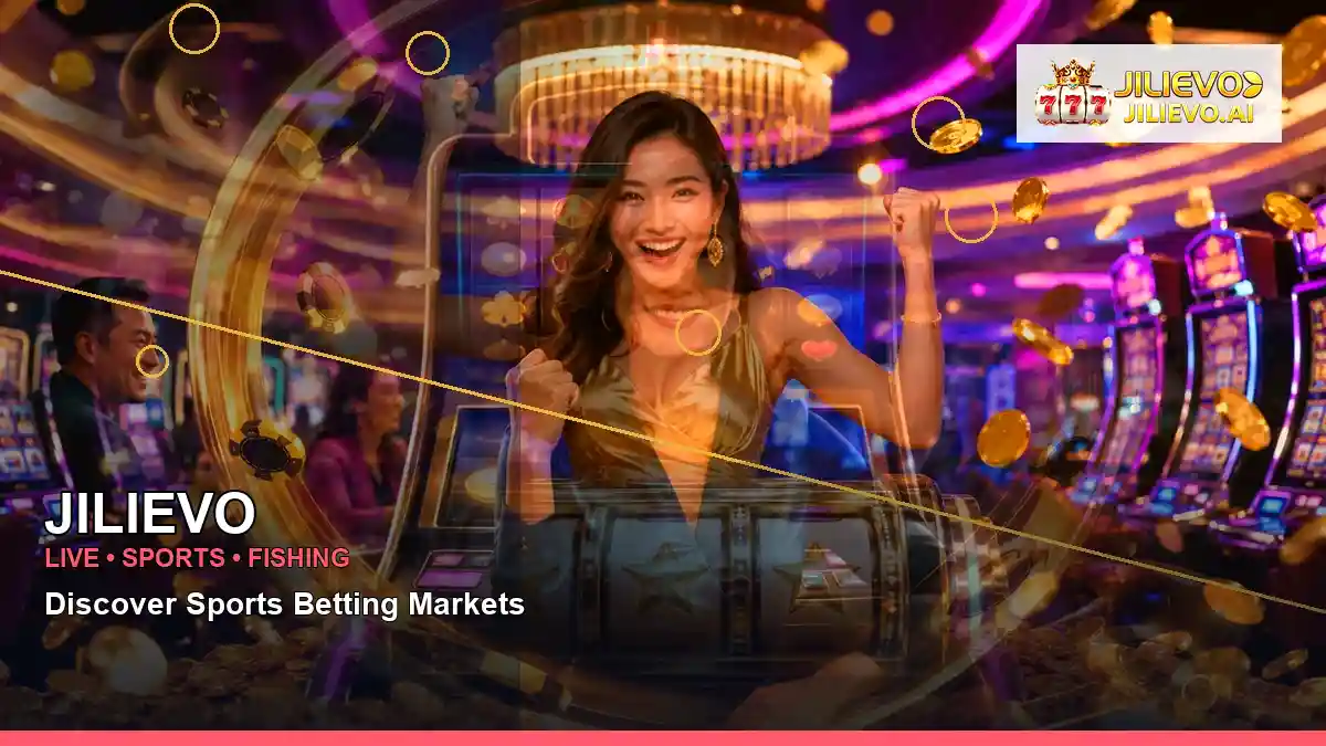 JILIEVO luxury online slot games featuring an adult Filipina casino host with a right close-up composition