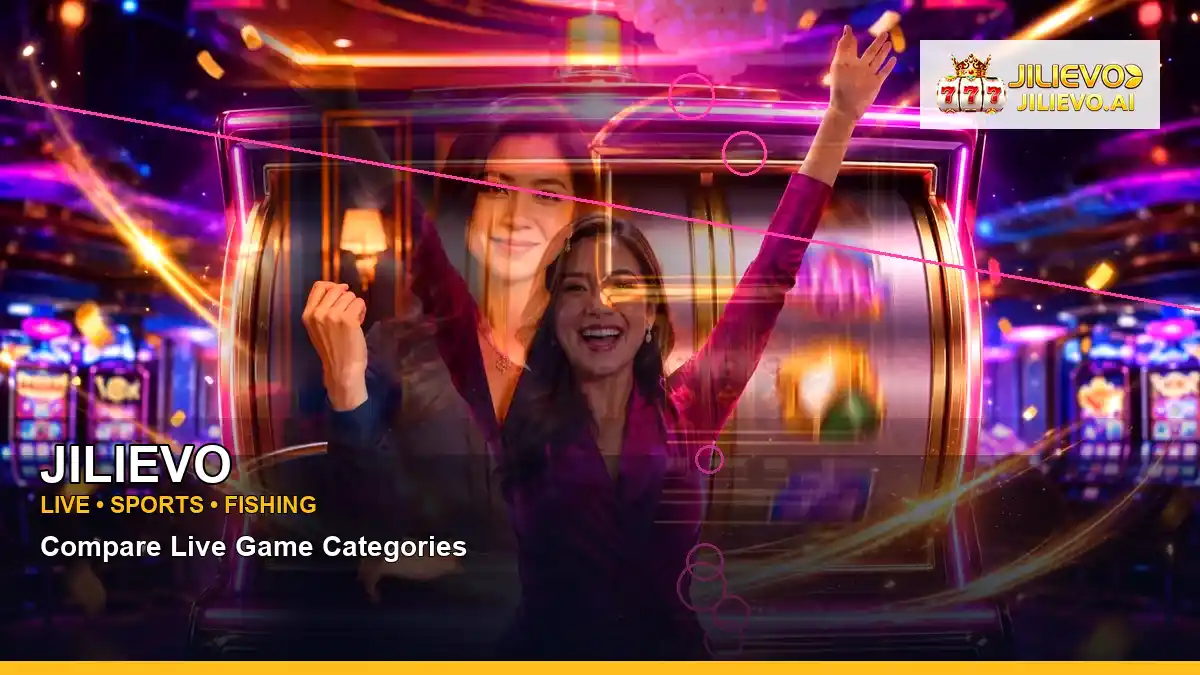 JILIEVO centered neon jackpot slot games highlighting mobile-friendly casino play